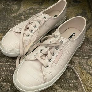 Superga pale pink snakeskin sneakers